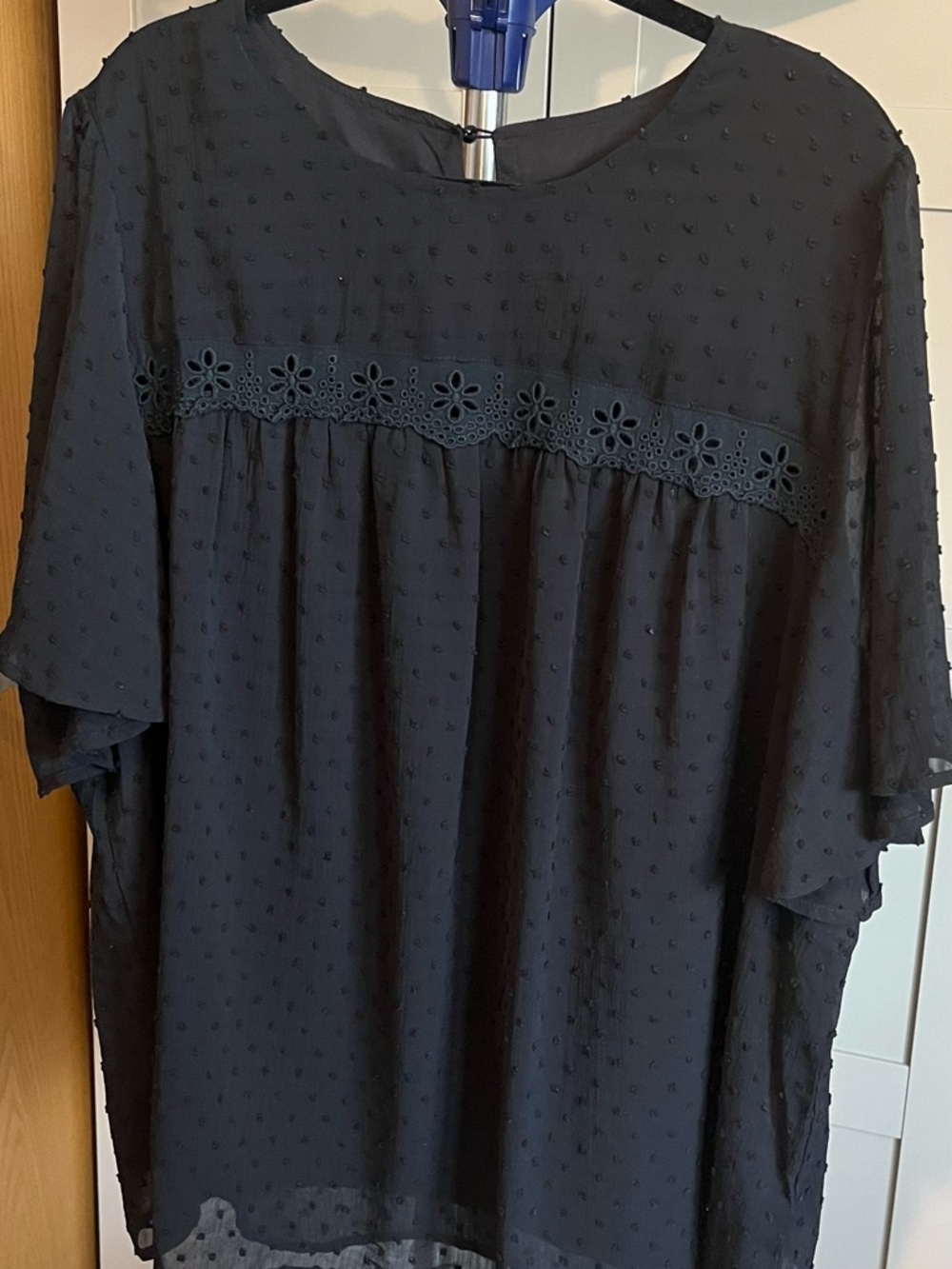 BloomChic Black Swiss Dot Lace-Trim Tunic